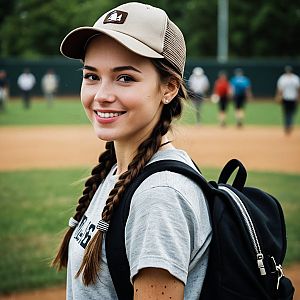Confident Young Woman on Sports Field
