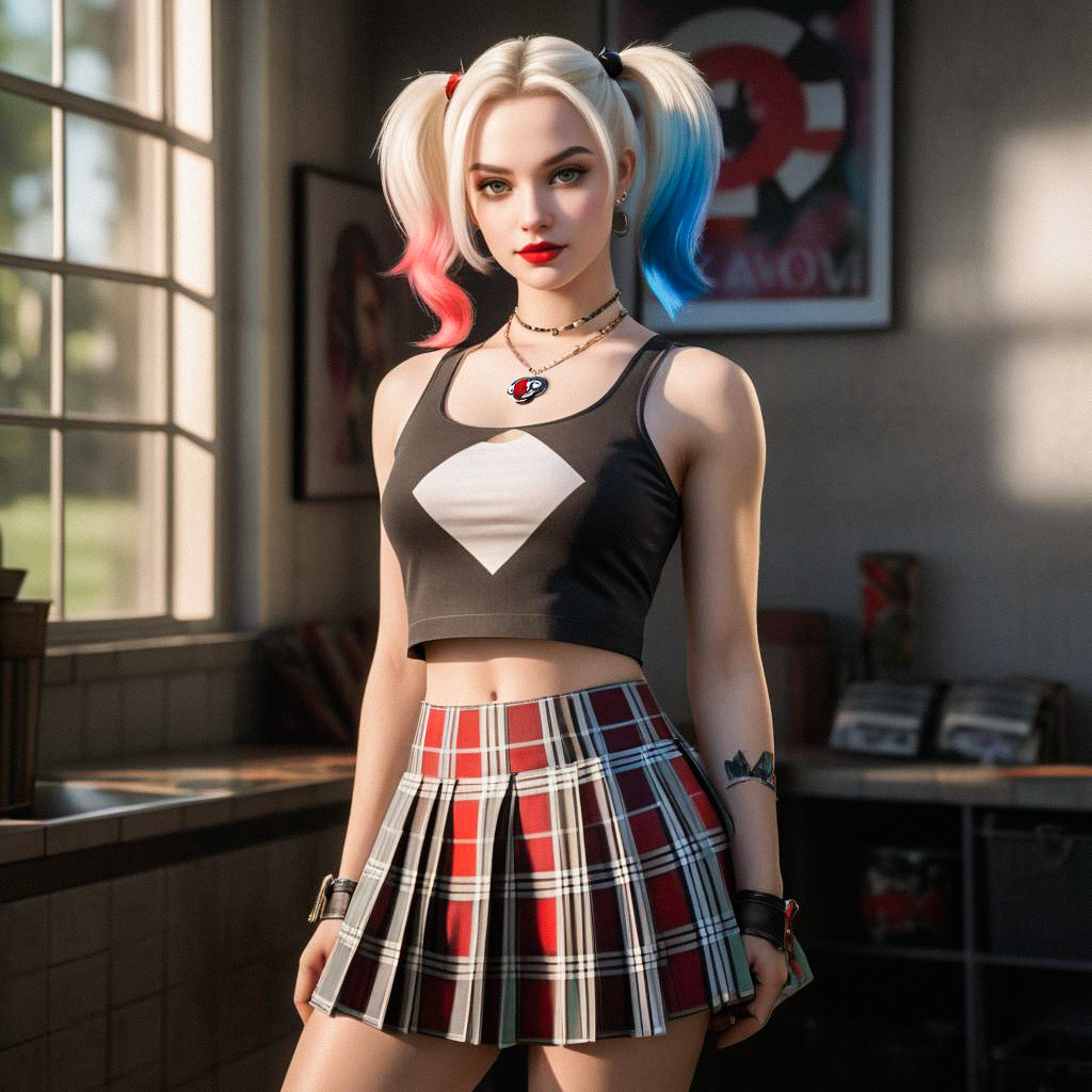 Woman in Stylish Harley Quinn Costume