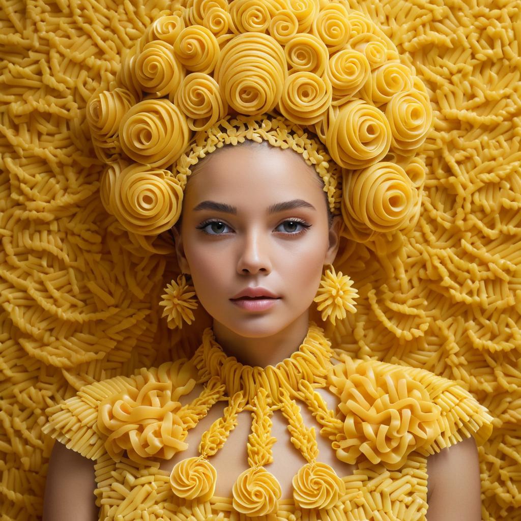 Woman in Yellow Pasta Outfit