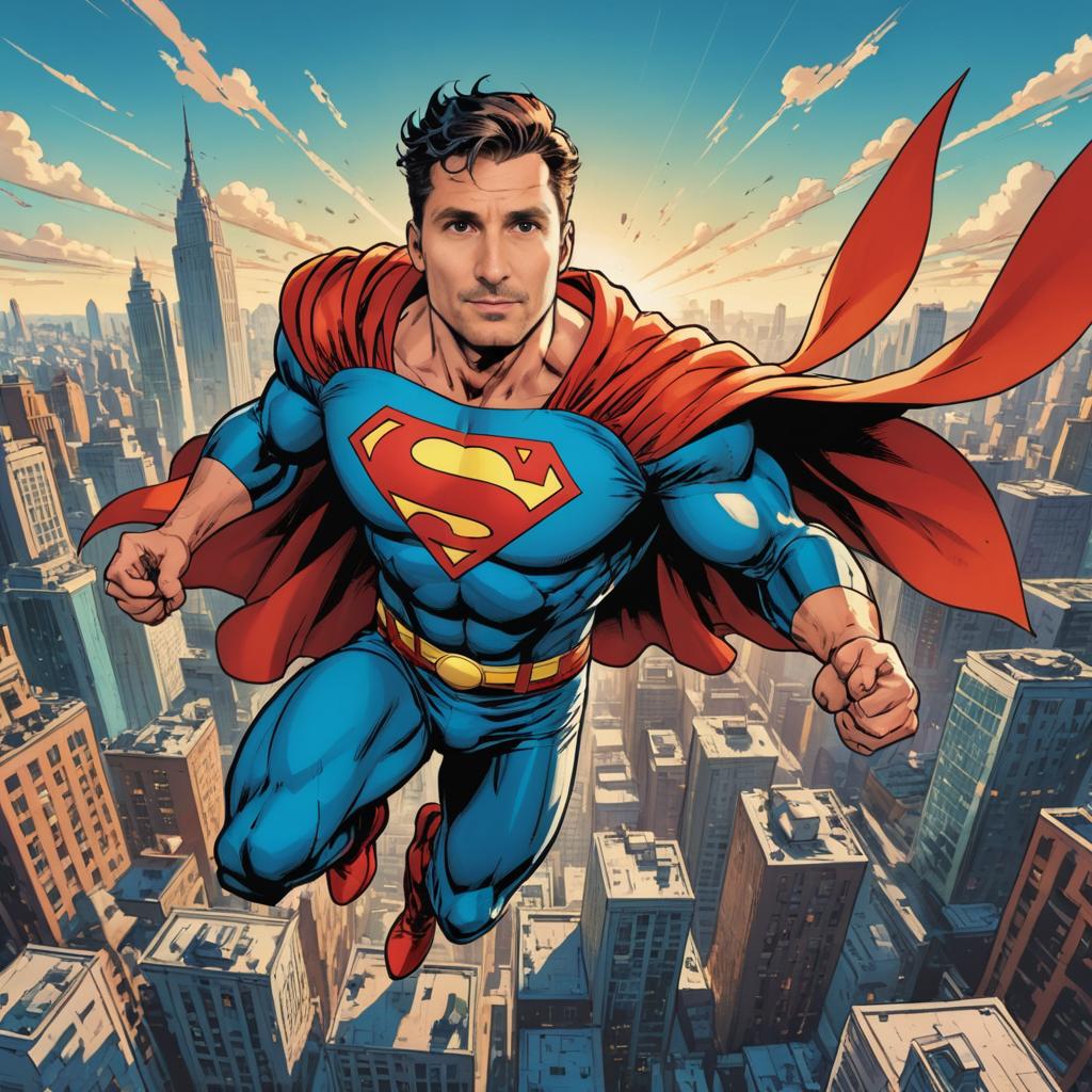 Superman Flying Over City