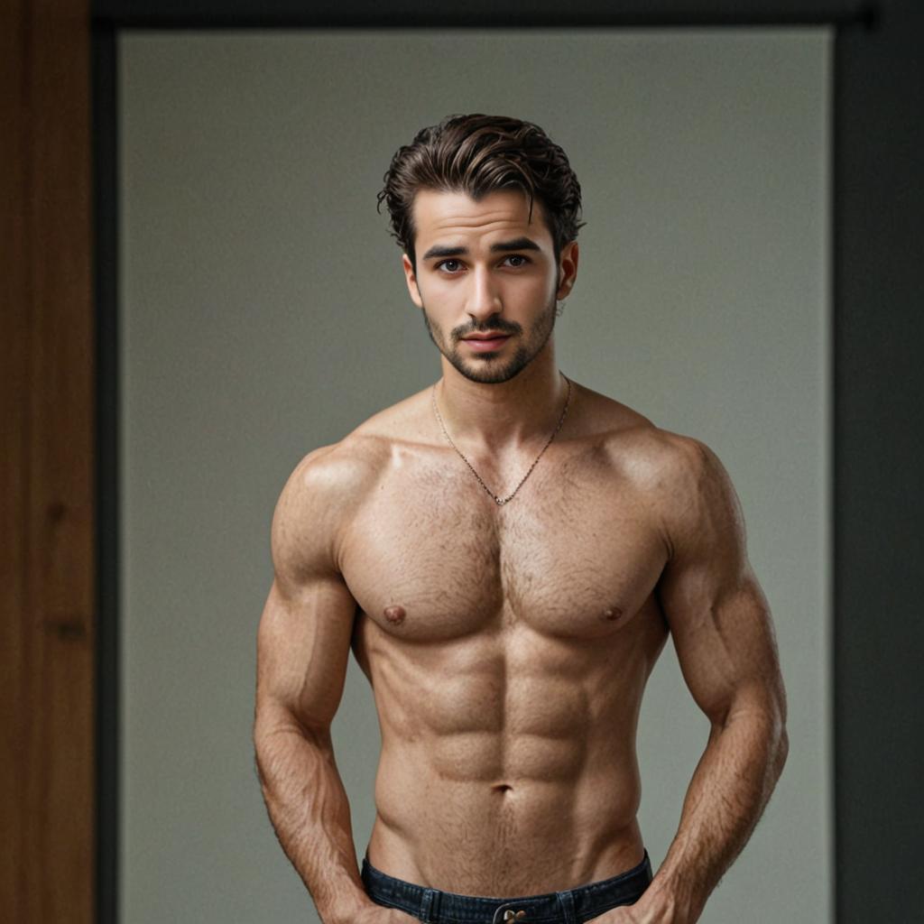 Confident Muscular Man Showcasing Physique