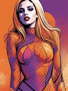 Confident Woman in Geometric Outfit - Digital Illustration