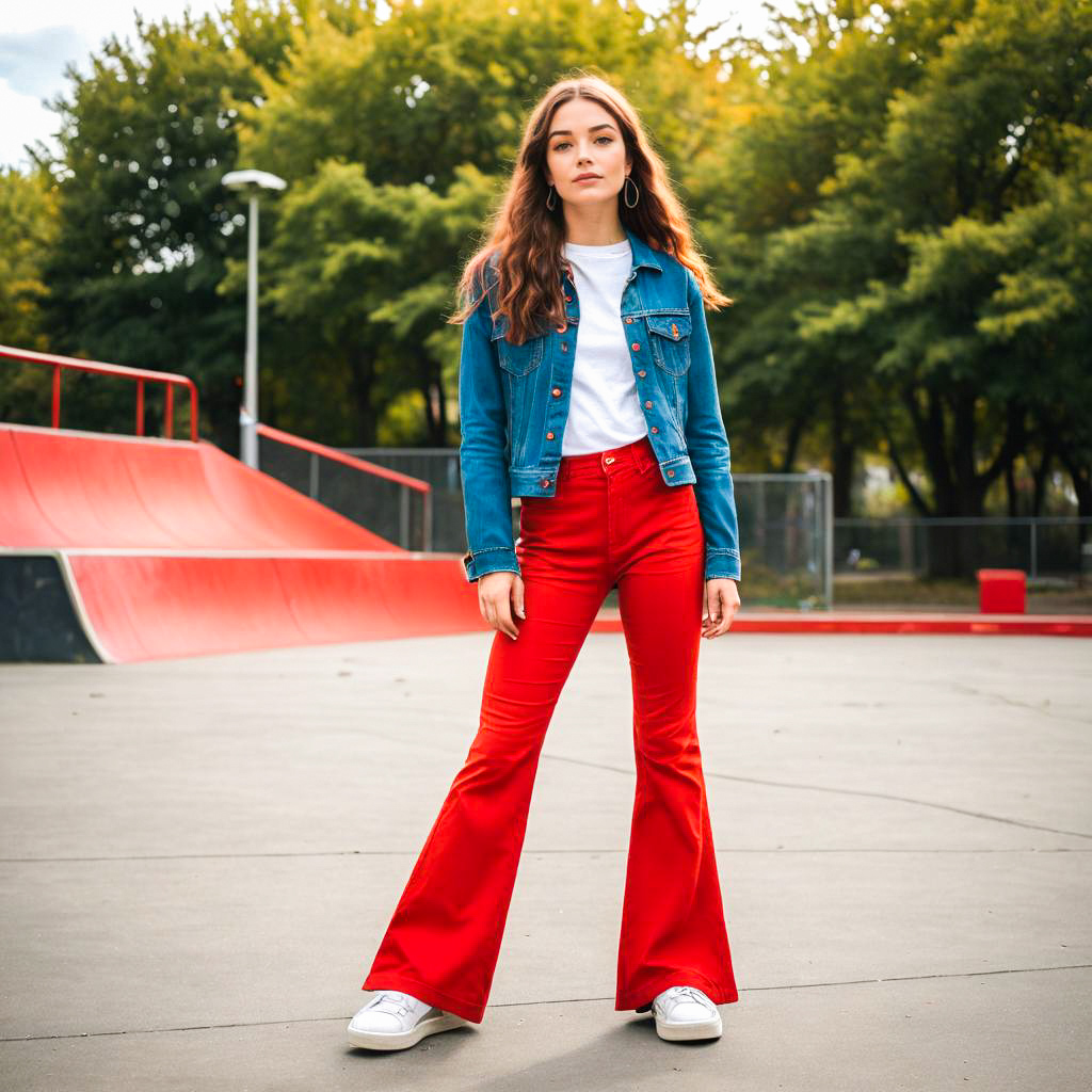 Stylish woman in urban skatepark