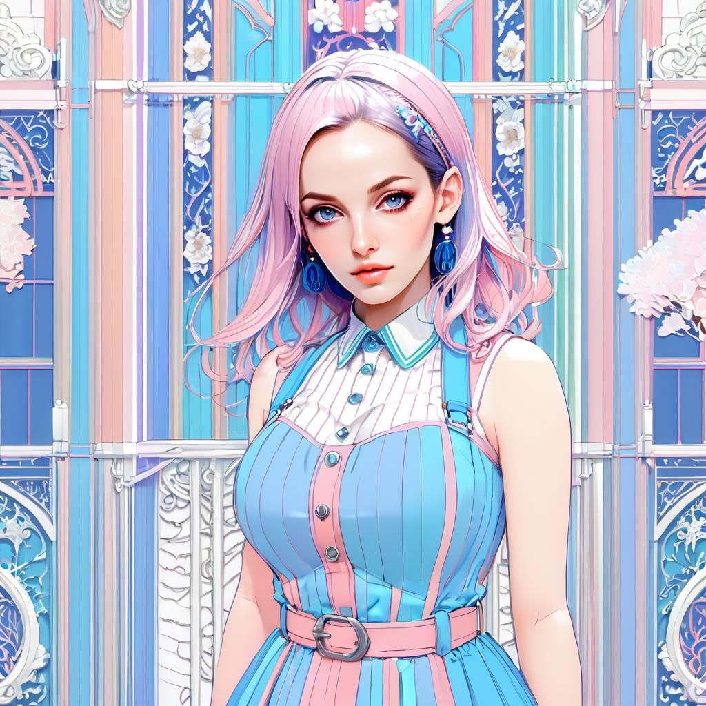 Anime Woman with Pink Hair in Floral Background