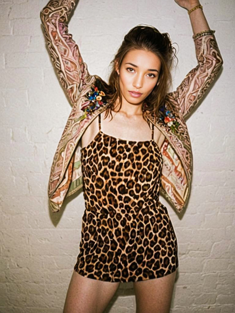 Fashionable Woman in Leopard Print Outfit