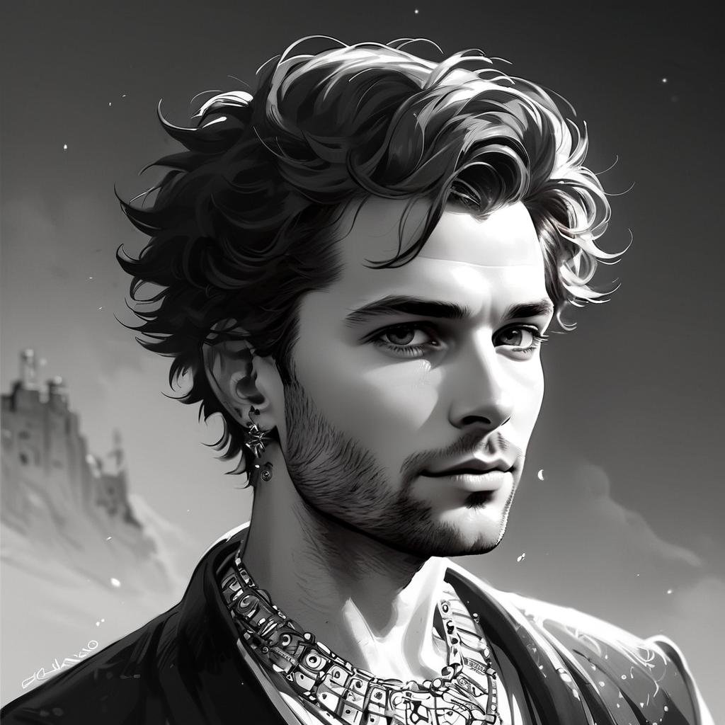 Black and White Portrait of Young Man Black and White Portrait of Young Man
