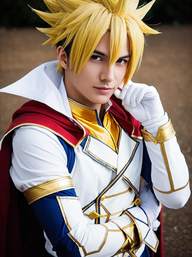 Man Cosplaying Mirio Togata Lemillion Costume Realistic Photo