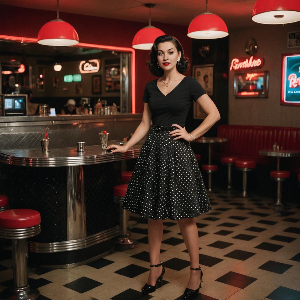 Stylish Woman in Vintage Diner