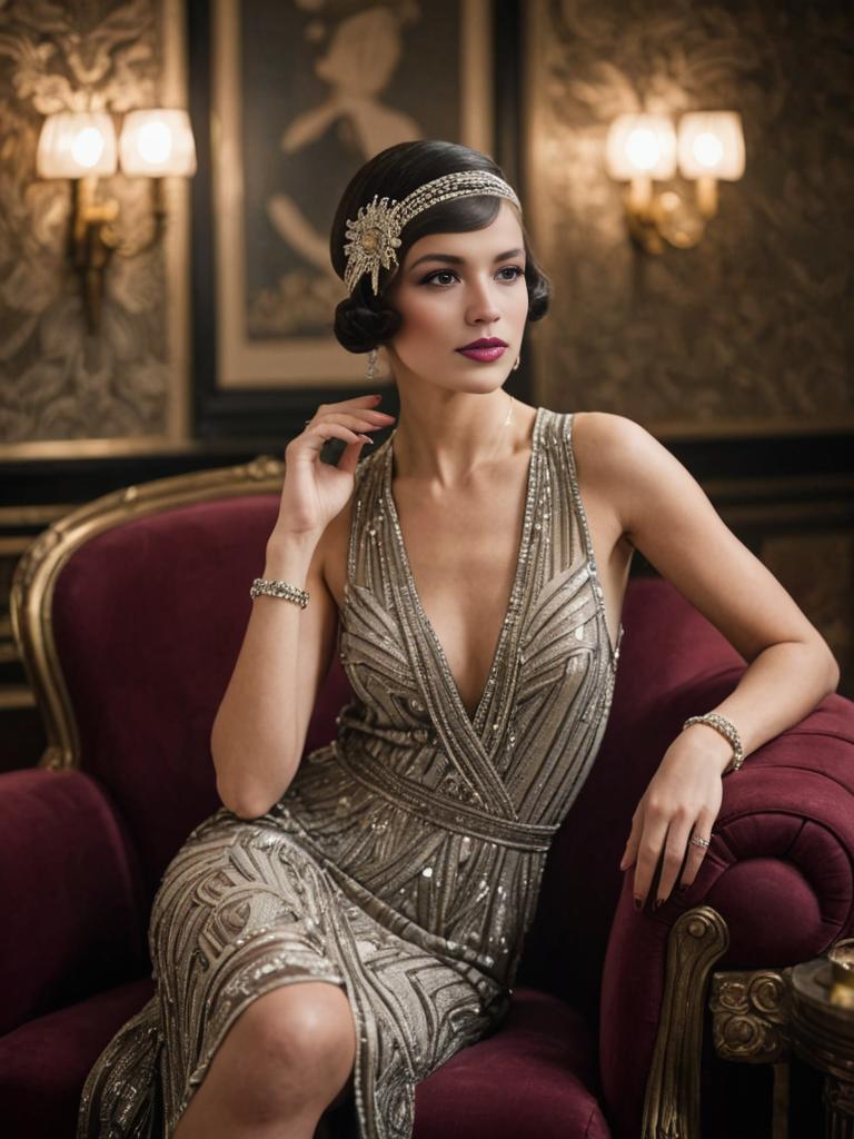 Elegant Woman in 1920s Gatsby Style