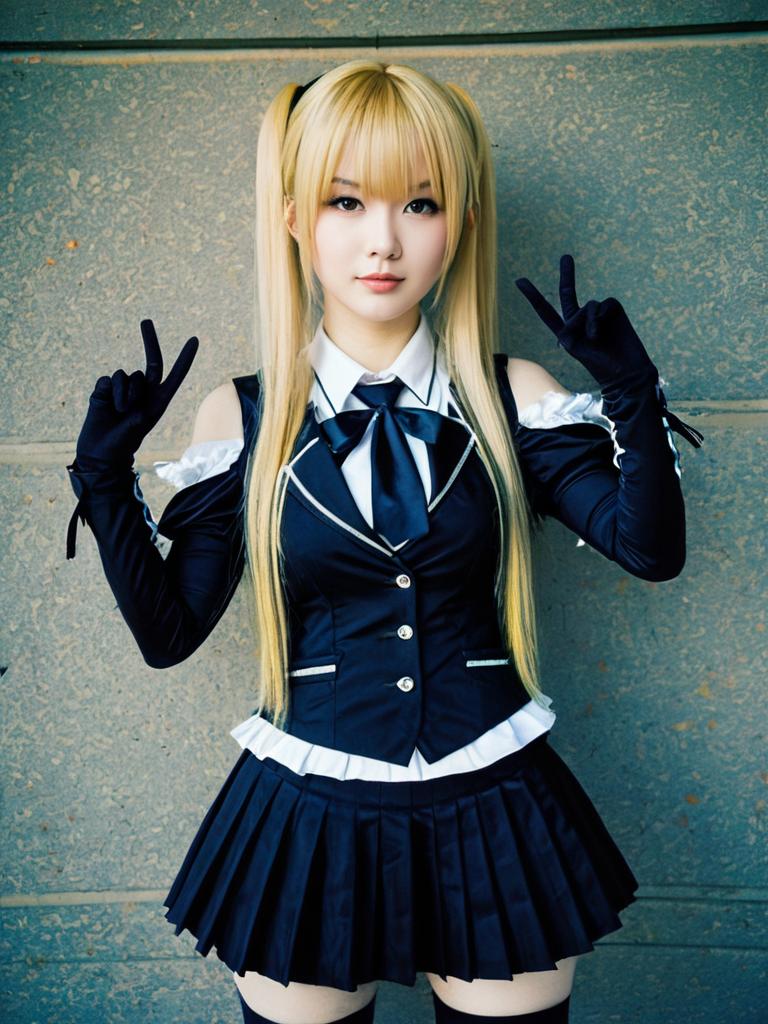 Realistic Misa Amane Cosplay Woman in Black Schoolgirl Costume