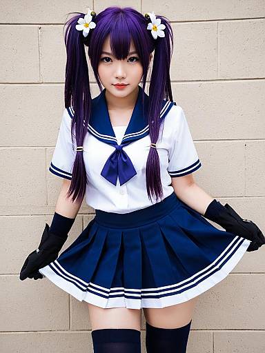 Akebono Kai Ni Kantai Collection Cosplay in Sailor School Uniform