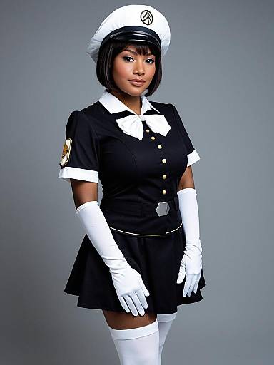 Professional Woman in Stylish Black and White Aether Foundation Uniform