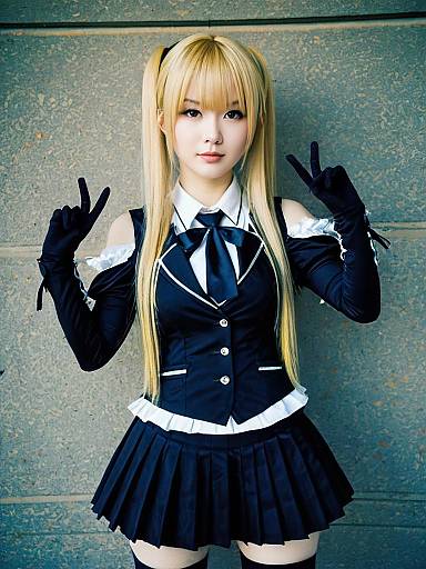 Realistic Misa Amane Cosplay Woman in Black Schoolgirl Costume