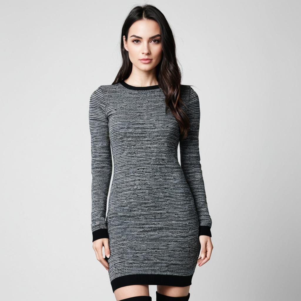 Chic Fitted Knit Dress in Heather Gray
