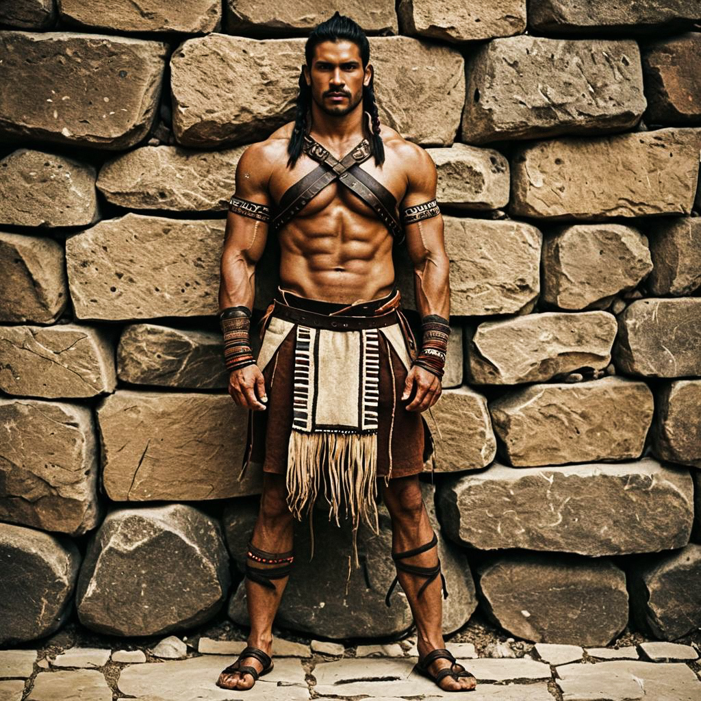 Muscular Warrior in Tribal Attire