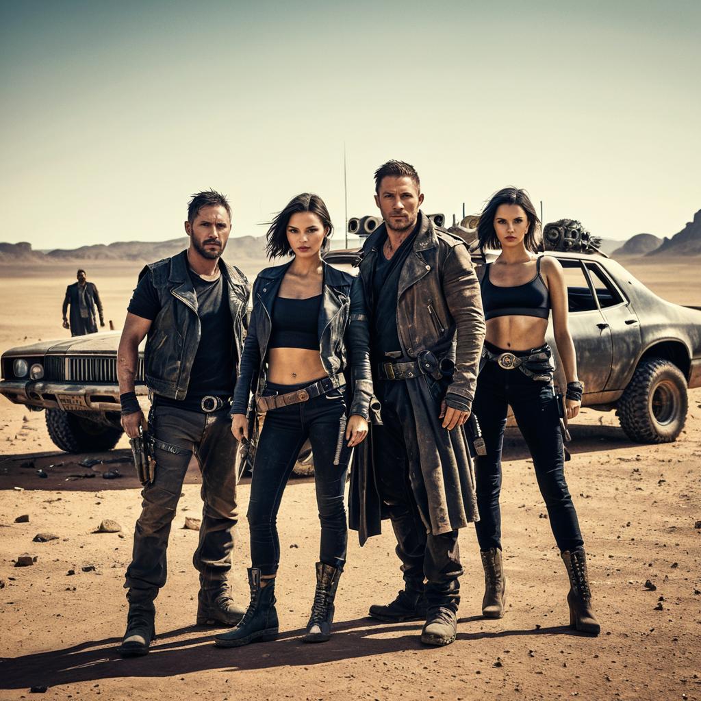 Post-Apocalyptic Desert Warriors with Modified Car