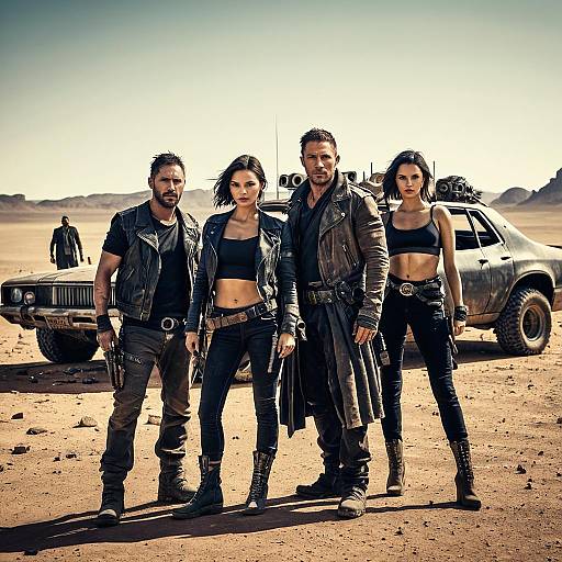 Post-Apocalyptic Desert Warriors with Modified Car