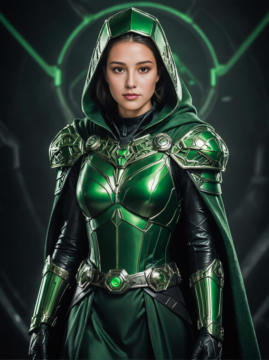 Female Model in Doctor Doom-Inspired Costume