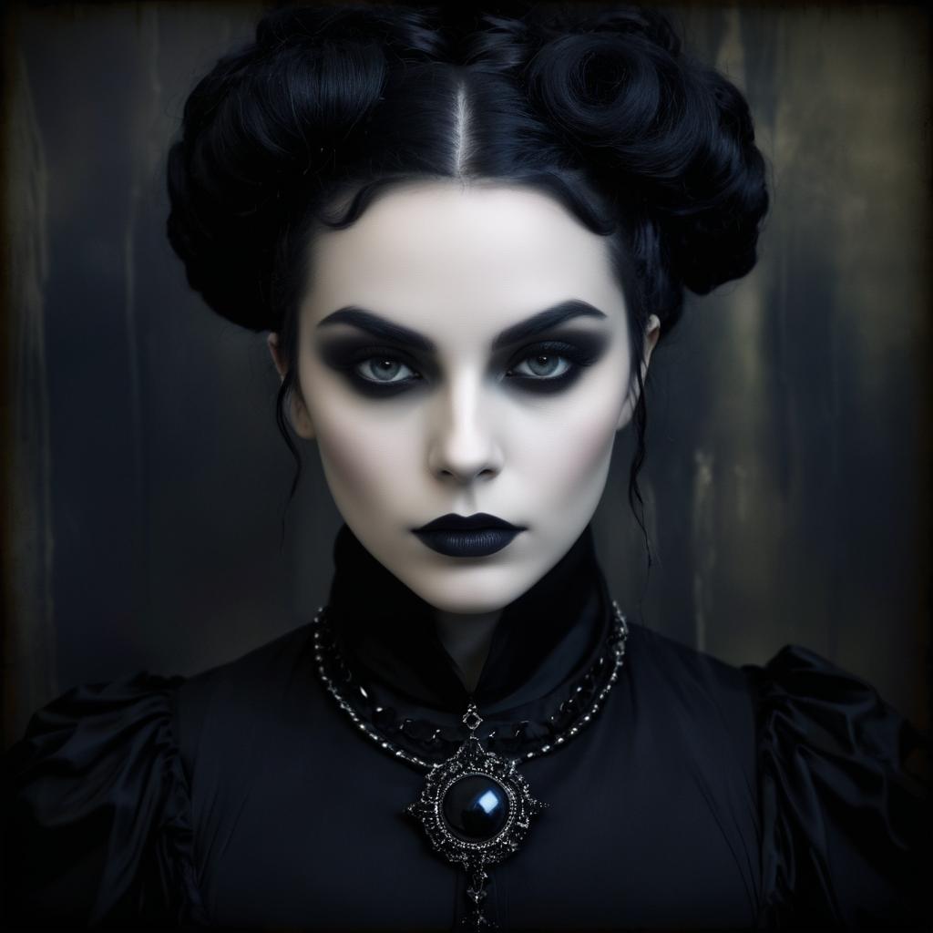 Gothic Woman Portrait with Dark Makeup