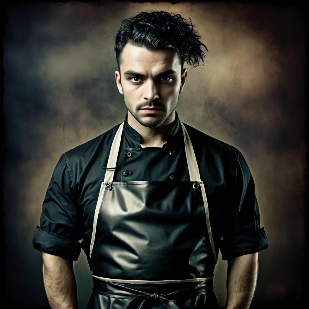 Confident Chef Portrait in Black Uniform