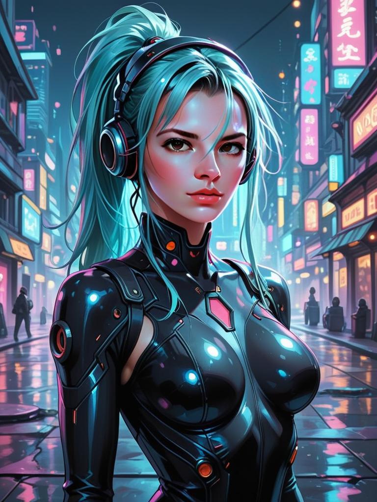 Futuristic Woman in Cyberpunk City Futuristic Woman in Cyberpunk City