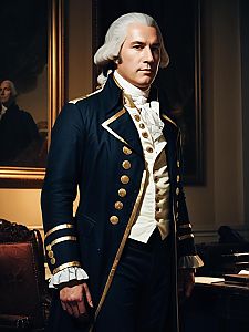 Man Wearing Agent Washington Costume in 18th Century Colonial Style