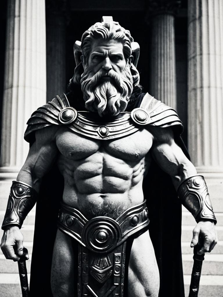 Muscular Man in Hephaestus God Costume with Ancient Greek Armor Muscular Man in Hephaestus God Costume with Ancient Greek Armor