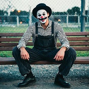 Clown on Park Bench