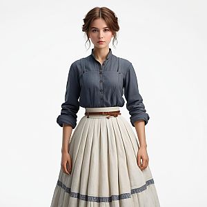 Confident Woman in Vintage Outfit