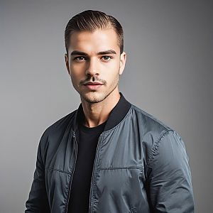 Confident Young Man in Bomber Jacket