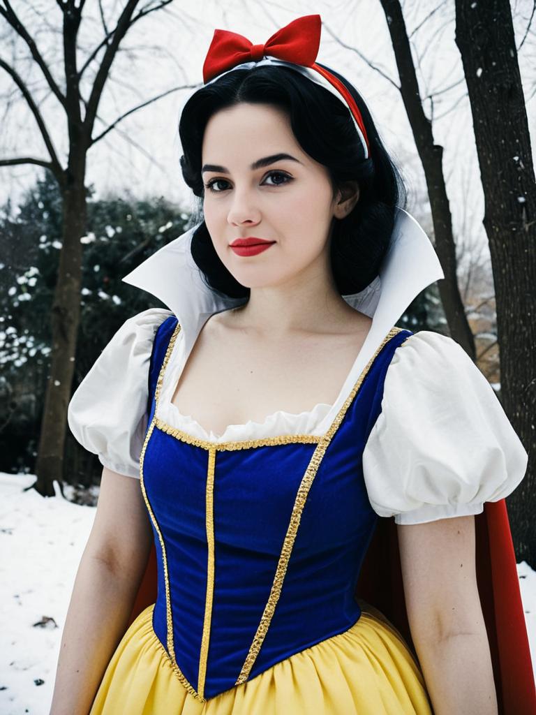 Young Woman in Fairytale Costume Outdoors in Winter