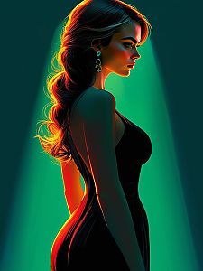 Silhouette of Woman with Flowing Hair