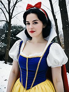 Young Woman in Fairytale Costume Outdoors in Winter