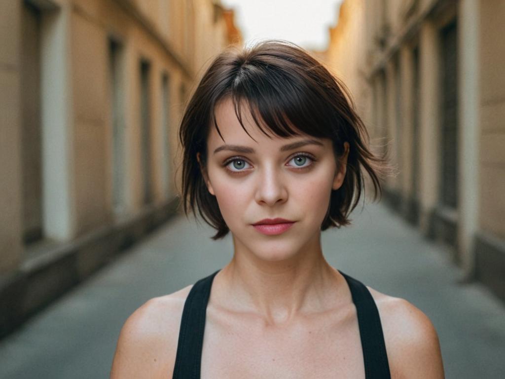 Portrait of a Young Woman in Alleyway