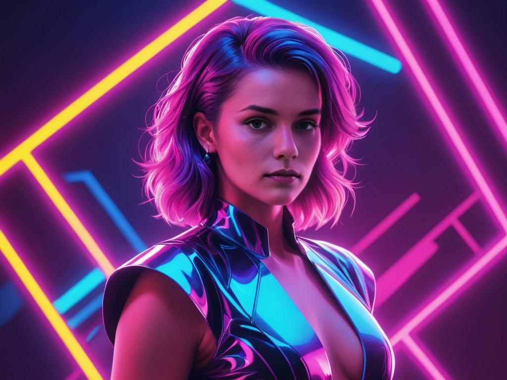 Confident Woman in Neon Artistic Setting