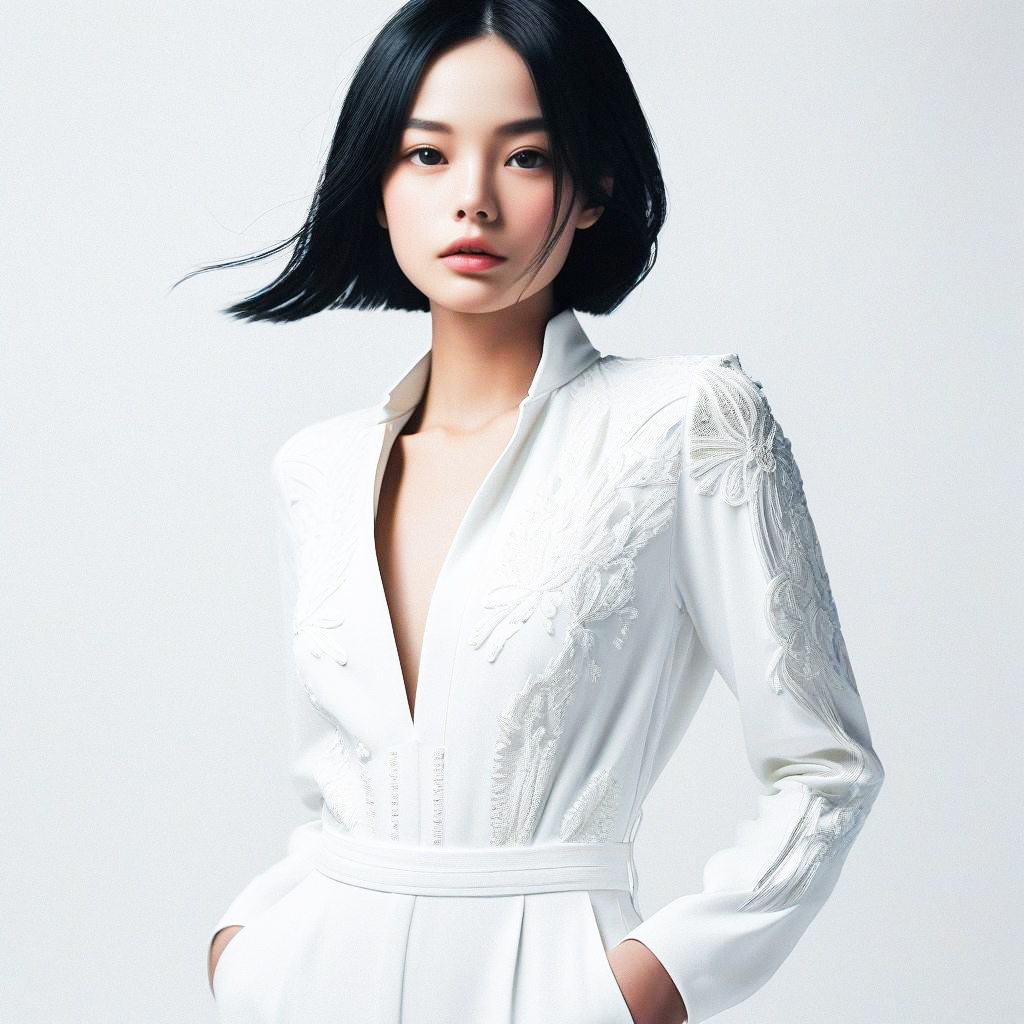 Confident Woman in Elegant White Dress