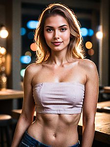 Confident Young Woman in Purple Top