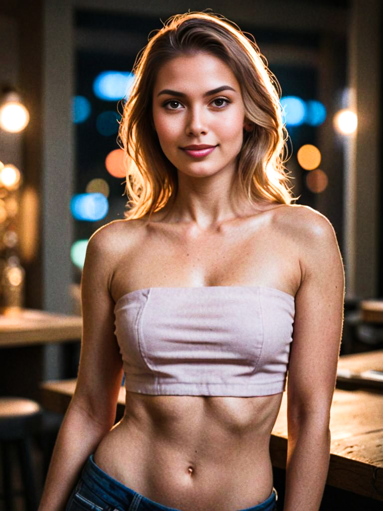 Confident Young Woman in Purple Top