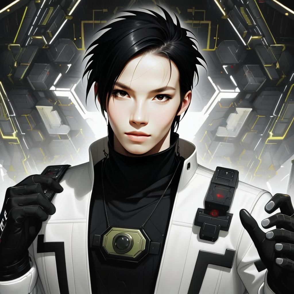 Futuristic Anime Man in Cyberpunk Style Inspired by Apex Legends and Crypto