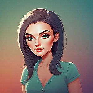 Digital Portrait of a Woman with Green Eyes