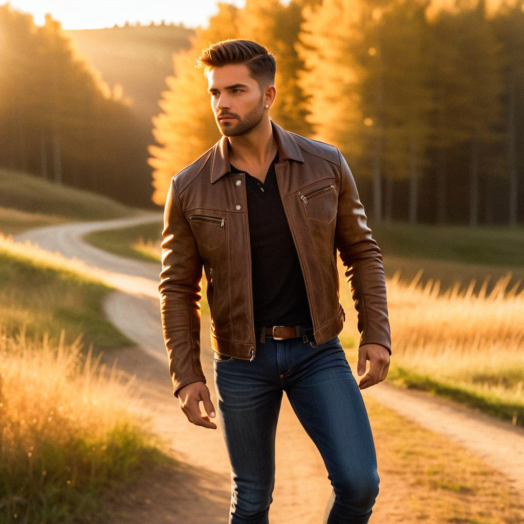 Stylish Man in Autumn Foliage