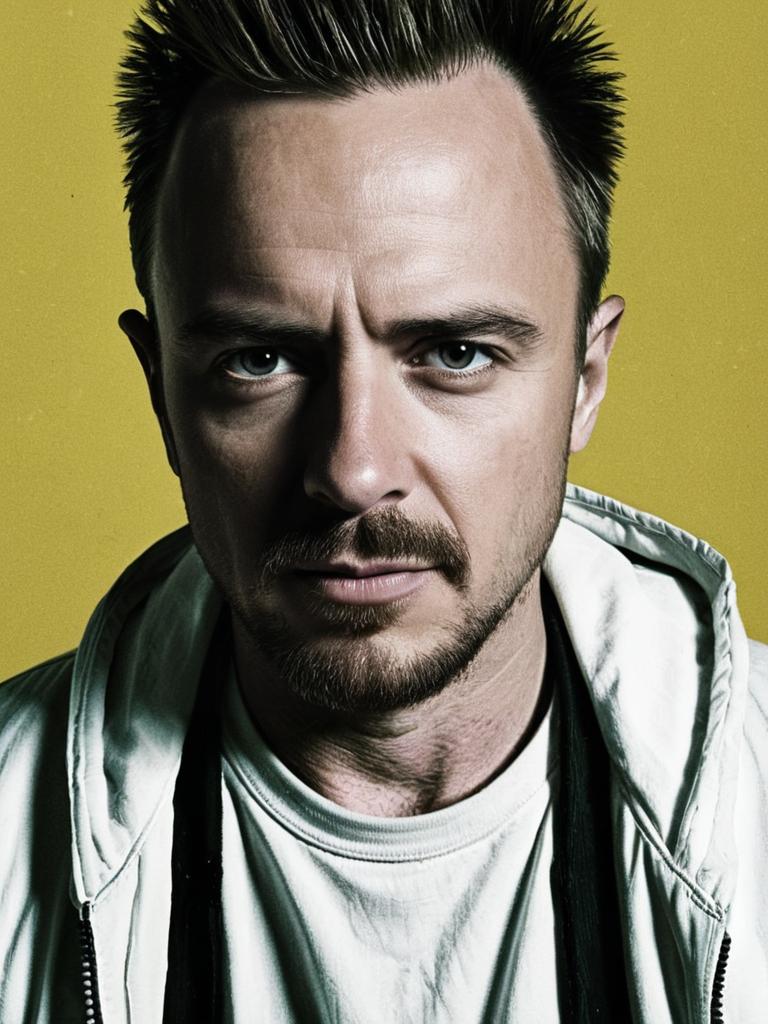 Intense Close-Up Portrait of Man with Spiked Hair Inspired by Breaking Bad Style
