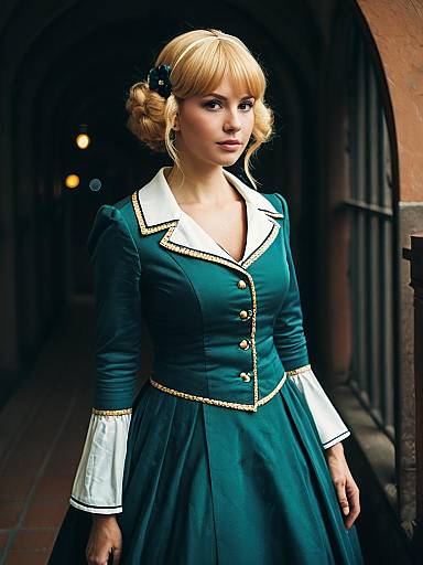 Frederica Baumann Cosplay Woman in Elegant Teal Costume