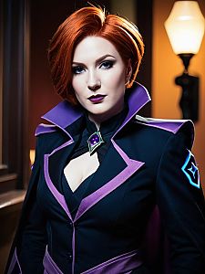 Man Cosplay Wearing Moira Costume Realistic Photo Dressed as Moira
