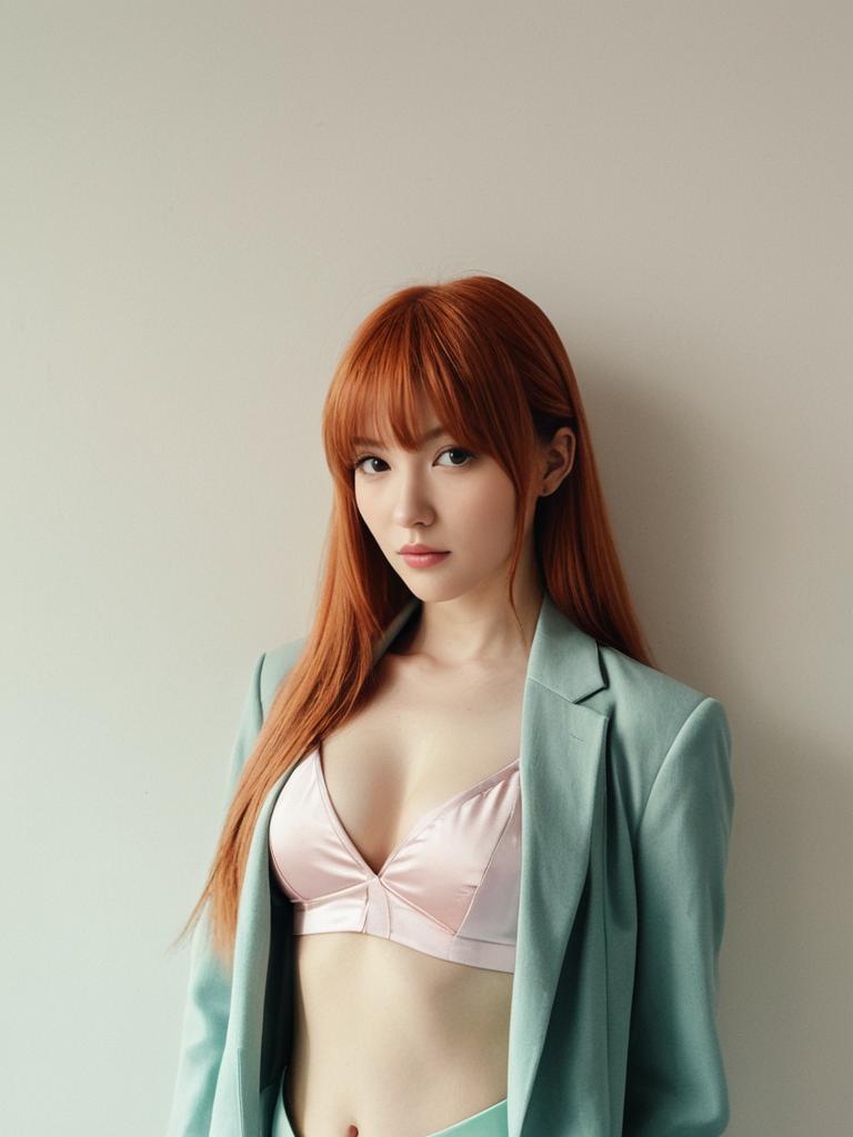 Sexy Asuka Langley Soryu Cosplay Woman in Pastel Outfit