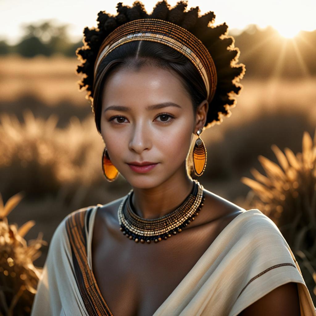 Portrait of Woman in Ethnic Attire with Jewelry