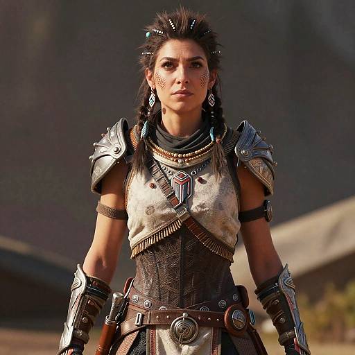 Post-Apocalyptic Warrior Woman in Tribal Armor