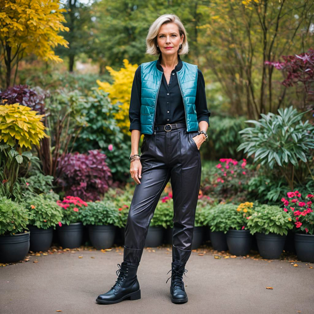 Stylish Woman in Autumn Foliage