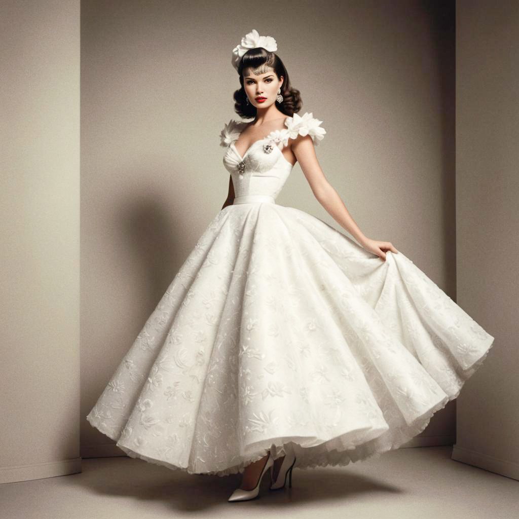 Elegant Woman in Vintage White Gown