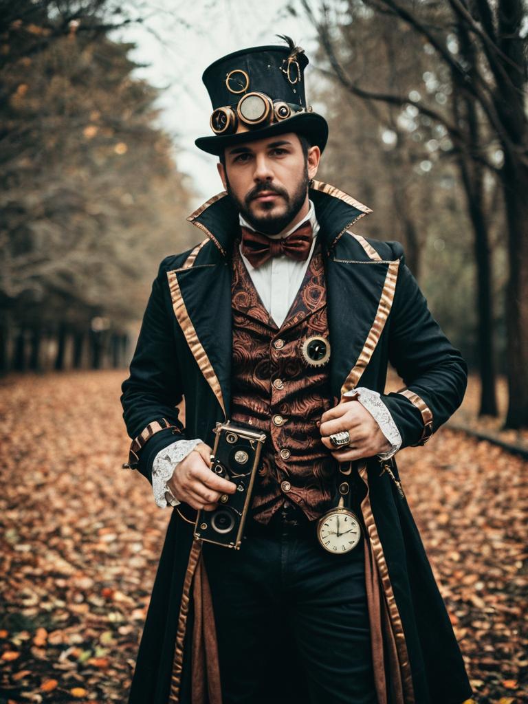 Man in Steampunk Halloween Costume Professional Cosplay Photography